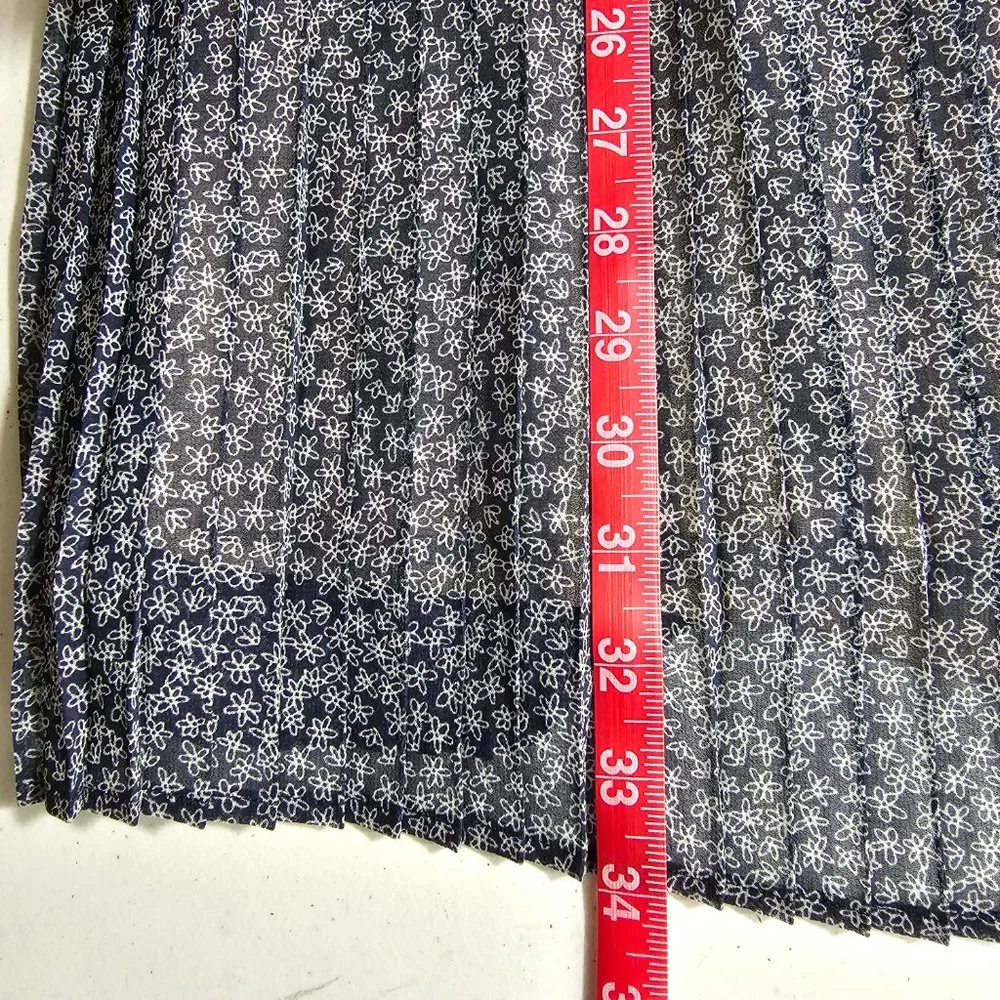 Avec Les Filles Sz S Microfloral Printed Pleated Shirt Flowy Shift Dress - Picture 15 of 16